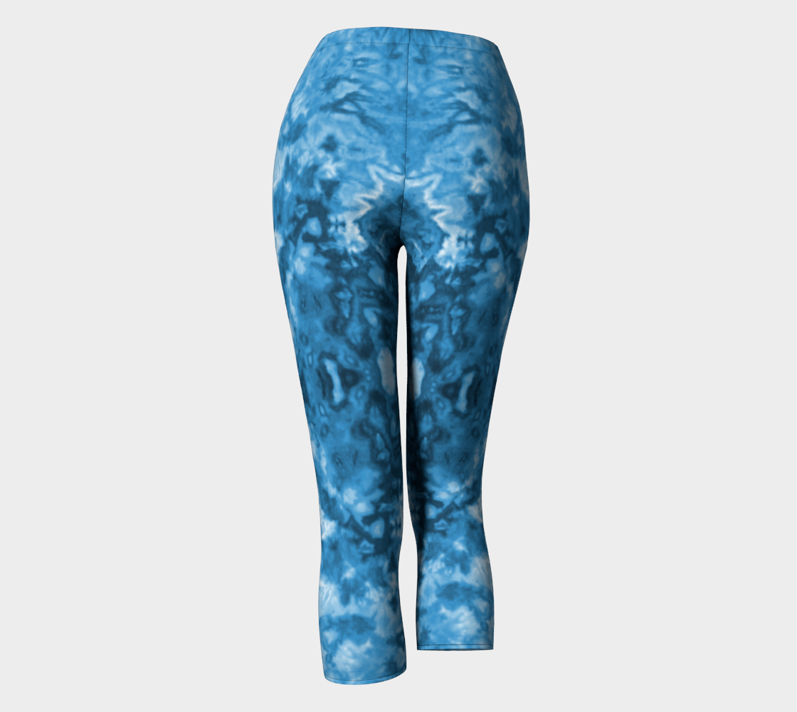 Blue Abstract Capri Leggings preview #4