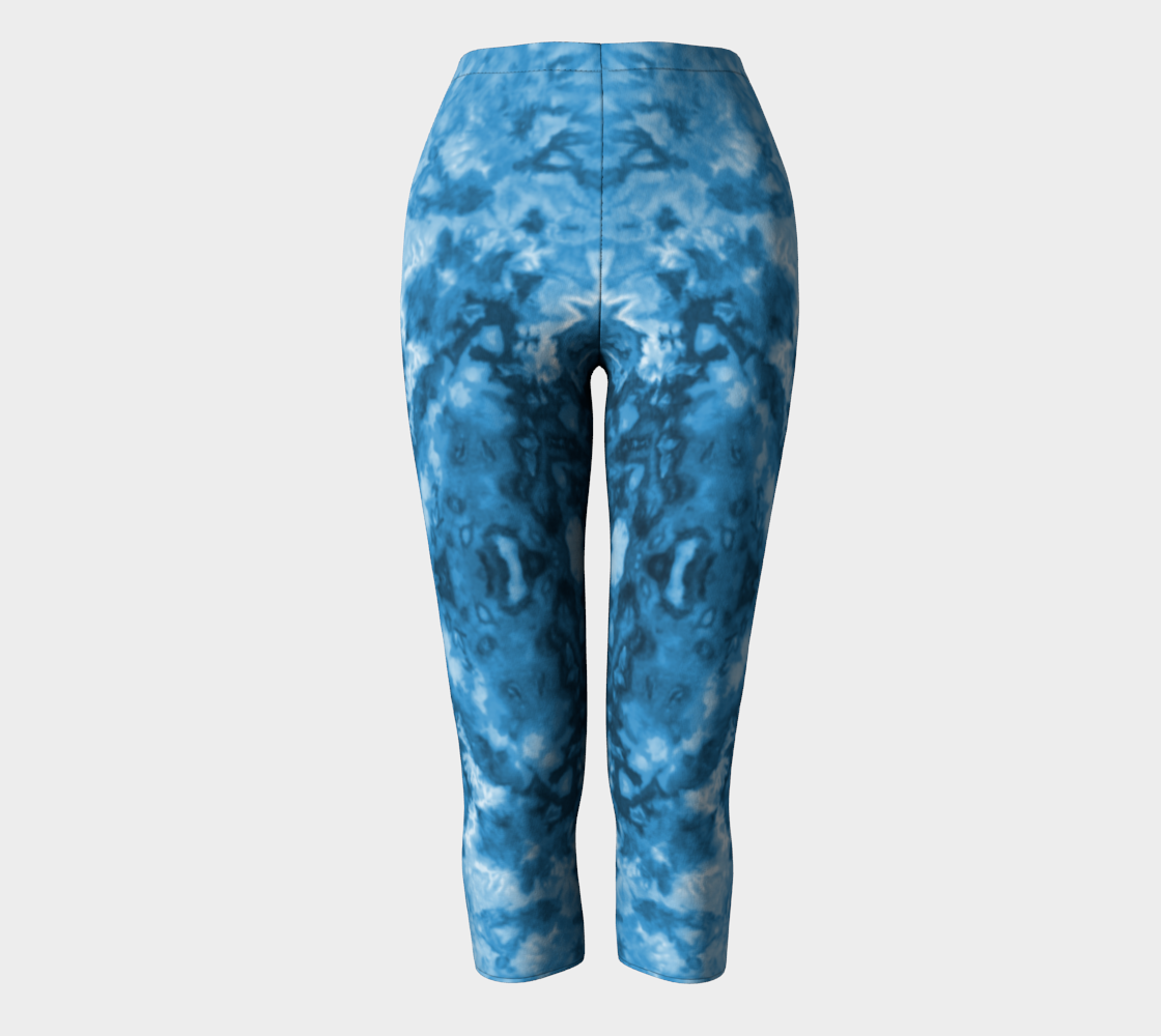 Blue Abstract Capri Leggings preview #2