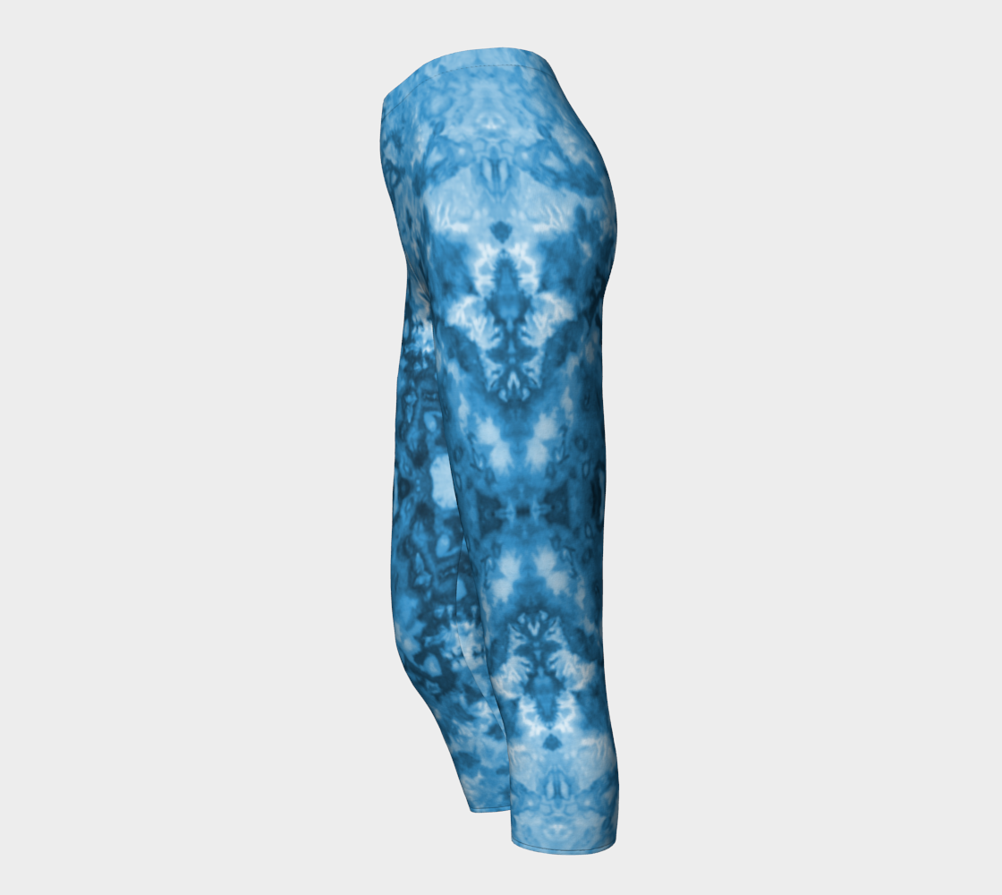 Blue Abstract Capri Leggings preview #3
