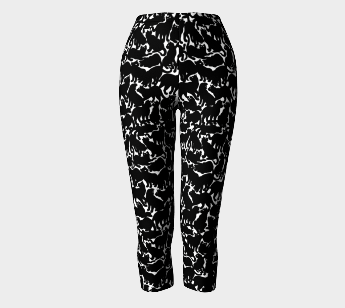 Cat Pants Black Cat Pattern Capri Pants preview