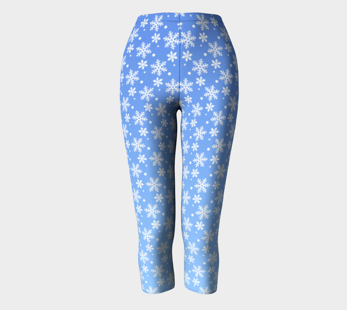 Snowflake Nickers Blue Christmas Capris Pants preview