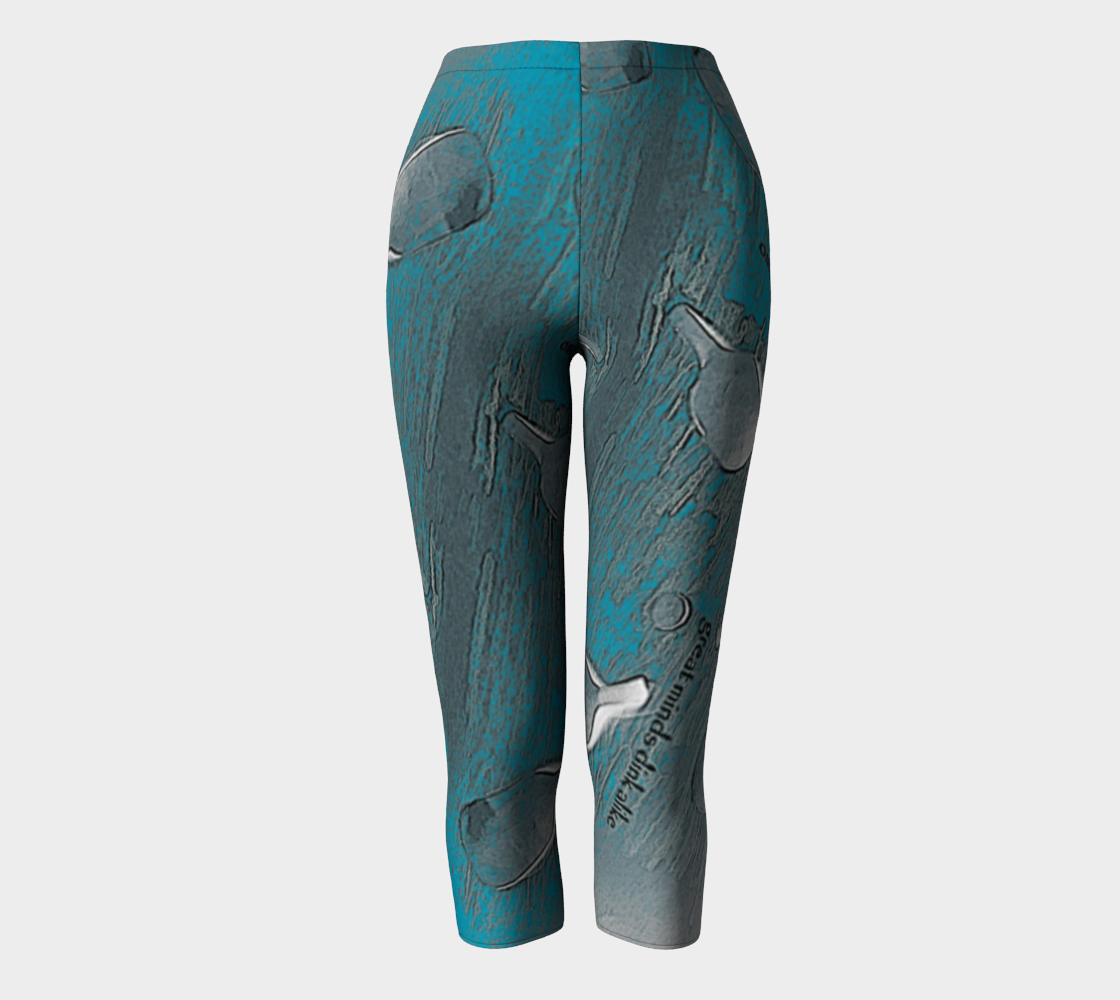 quote wear series, turquoise and grey, pickleball artwear, regular capris preview