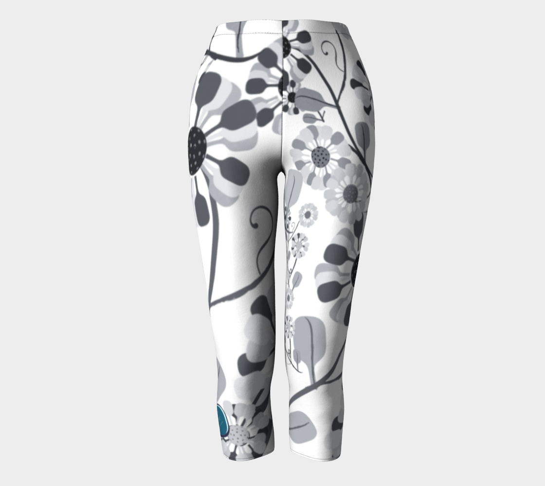 Pickleball Flowers, grey and white, capris preview