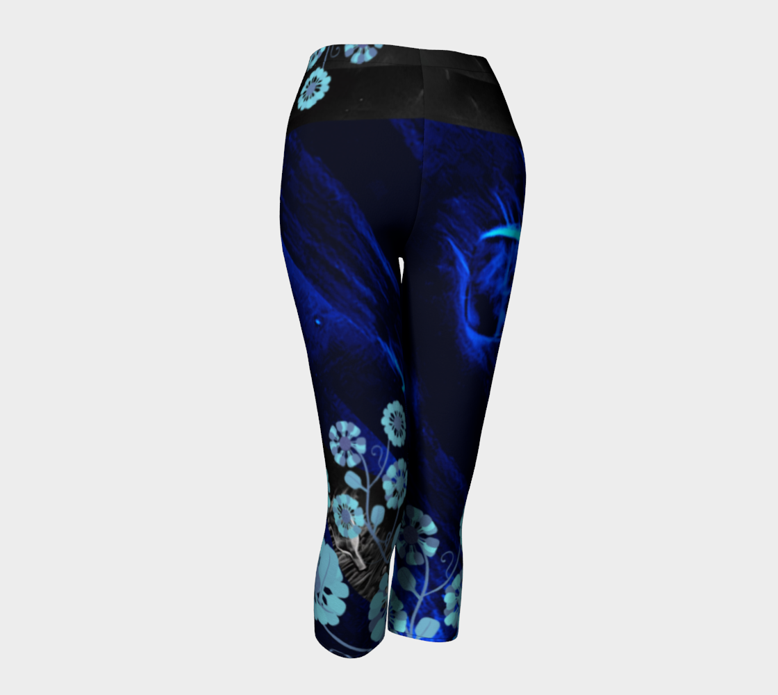Pickleball blue smoke and flowers capris 3D preview