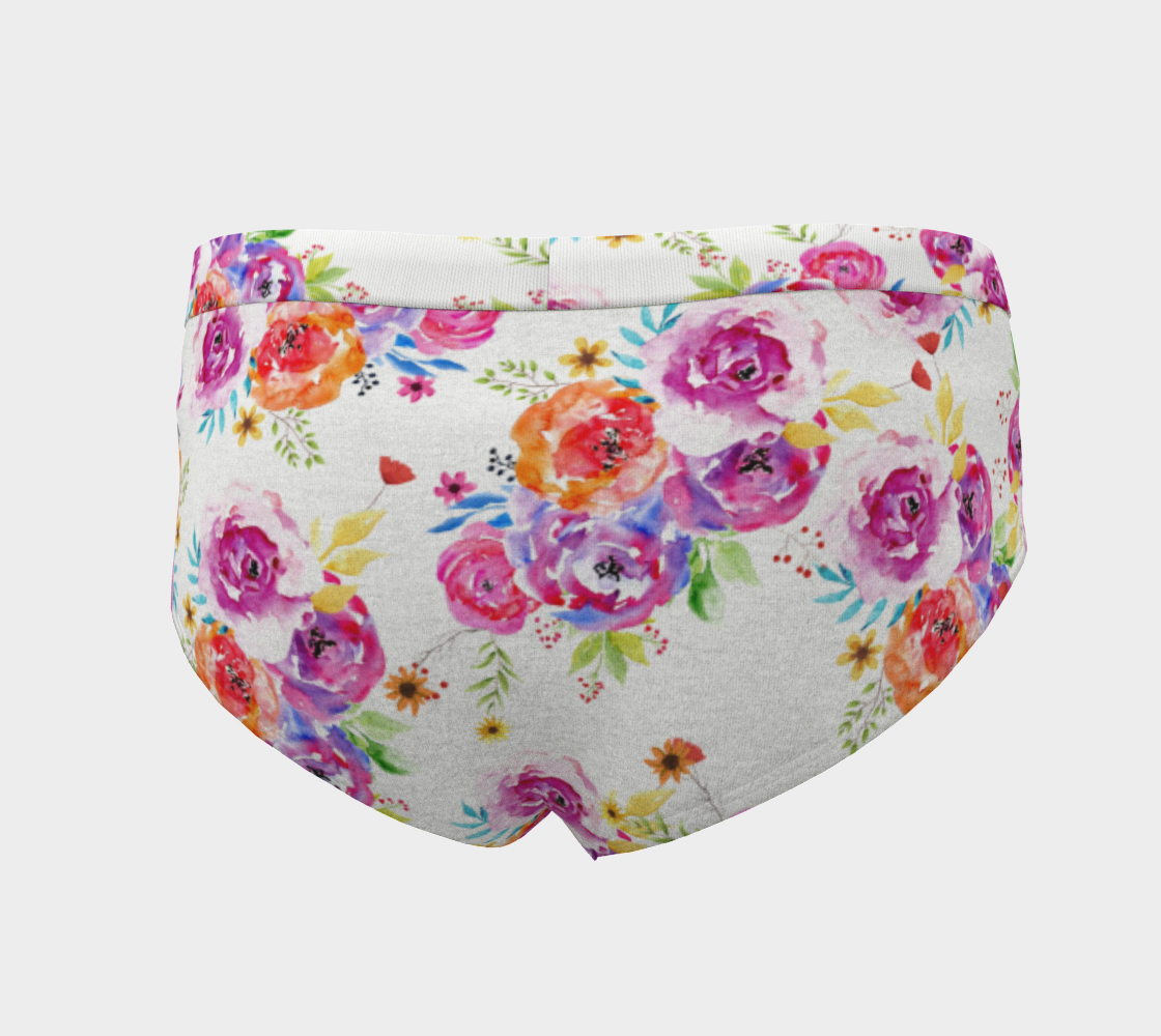 Women's Cheeky Briefs Underwear Watercolor Flowers preview #4