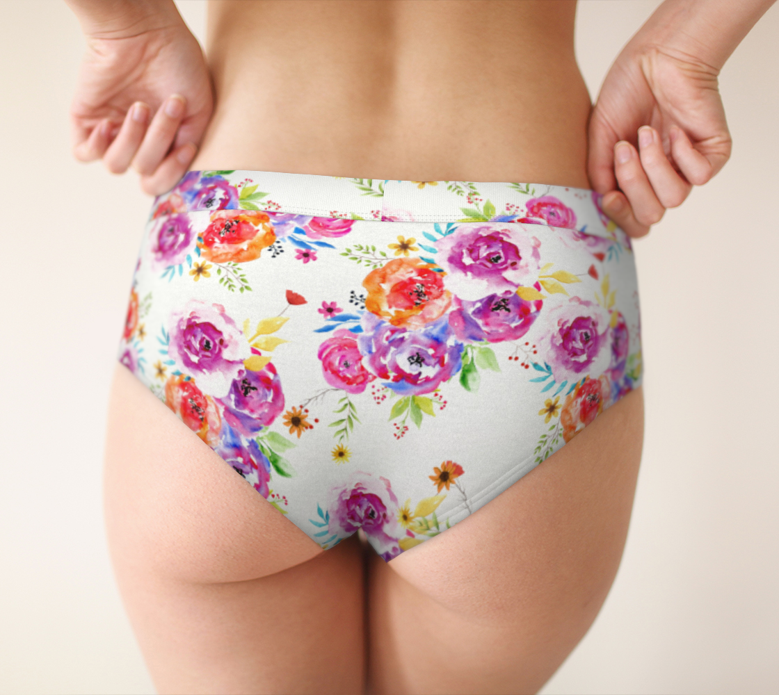 Women's Cheeky Briefs Underwear Watercolor Flowers thumbnail #3