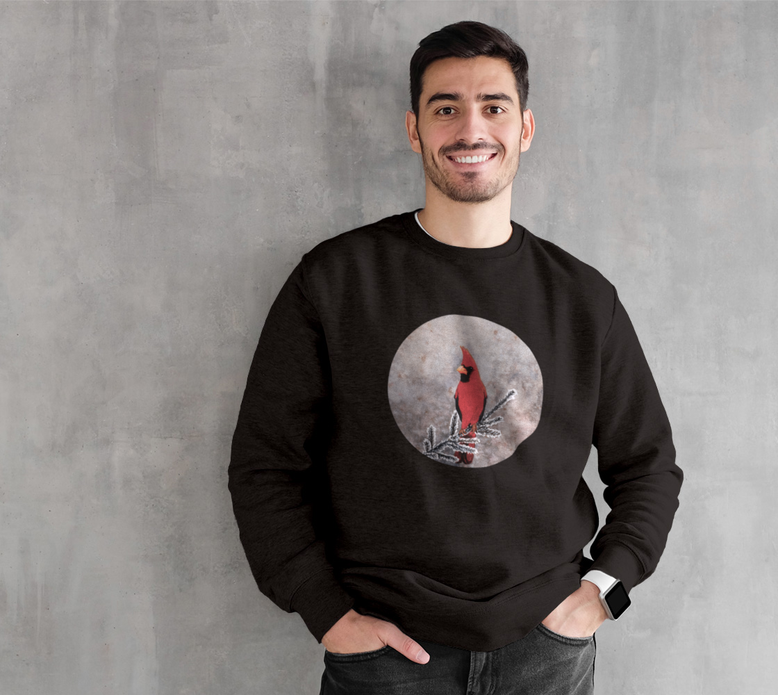 The red cardinal in winter Crewneck Sweatshirt preview
