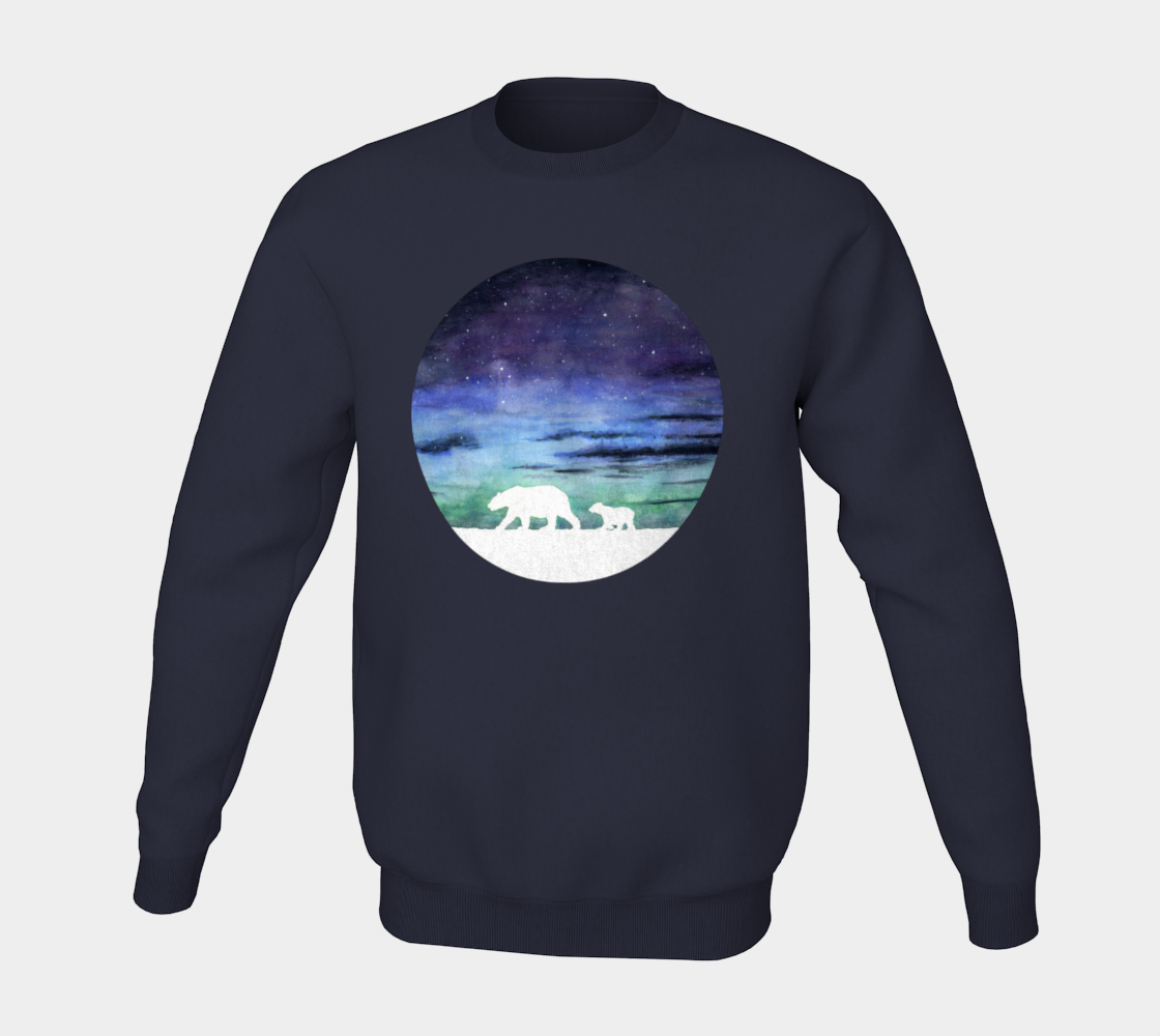 Aurora borealis and polar bears (white version) Crewneck Sweatshirt preview #5
