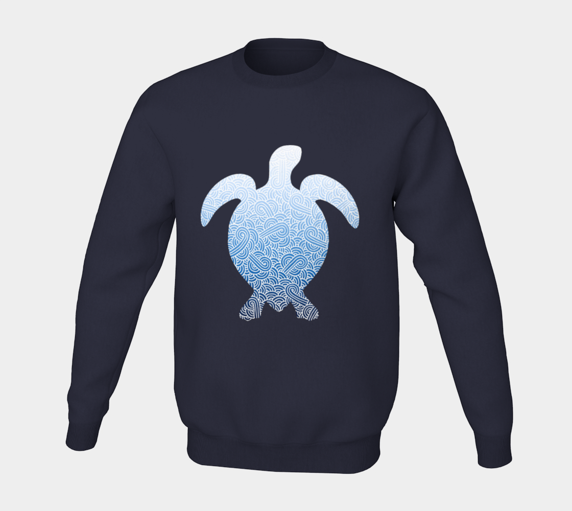 Ombré blue and white swirls doodles sea turtle Crewneck Sweatshirt preview #5