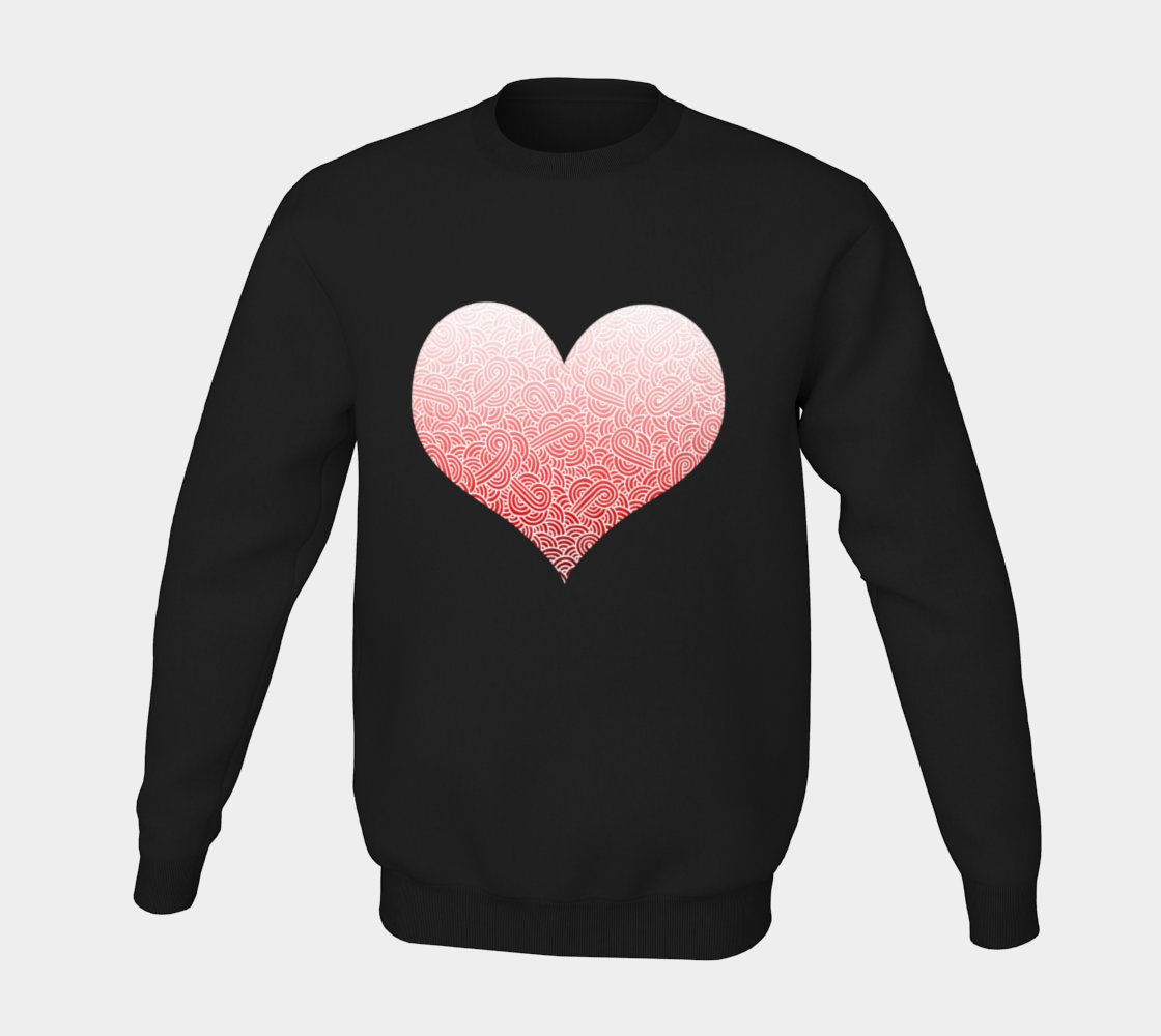 Ombré red and white swirls doodles heart Crewneck Sweatshirt preview #5