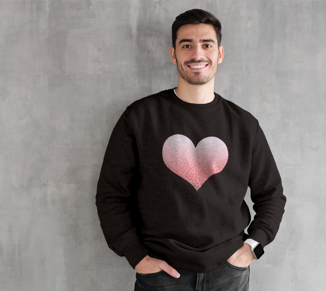 Ombré red and white swirls doodles heart Crewneck Sweatshirt thumbnail #2