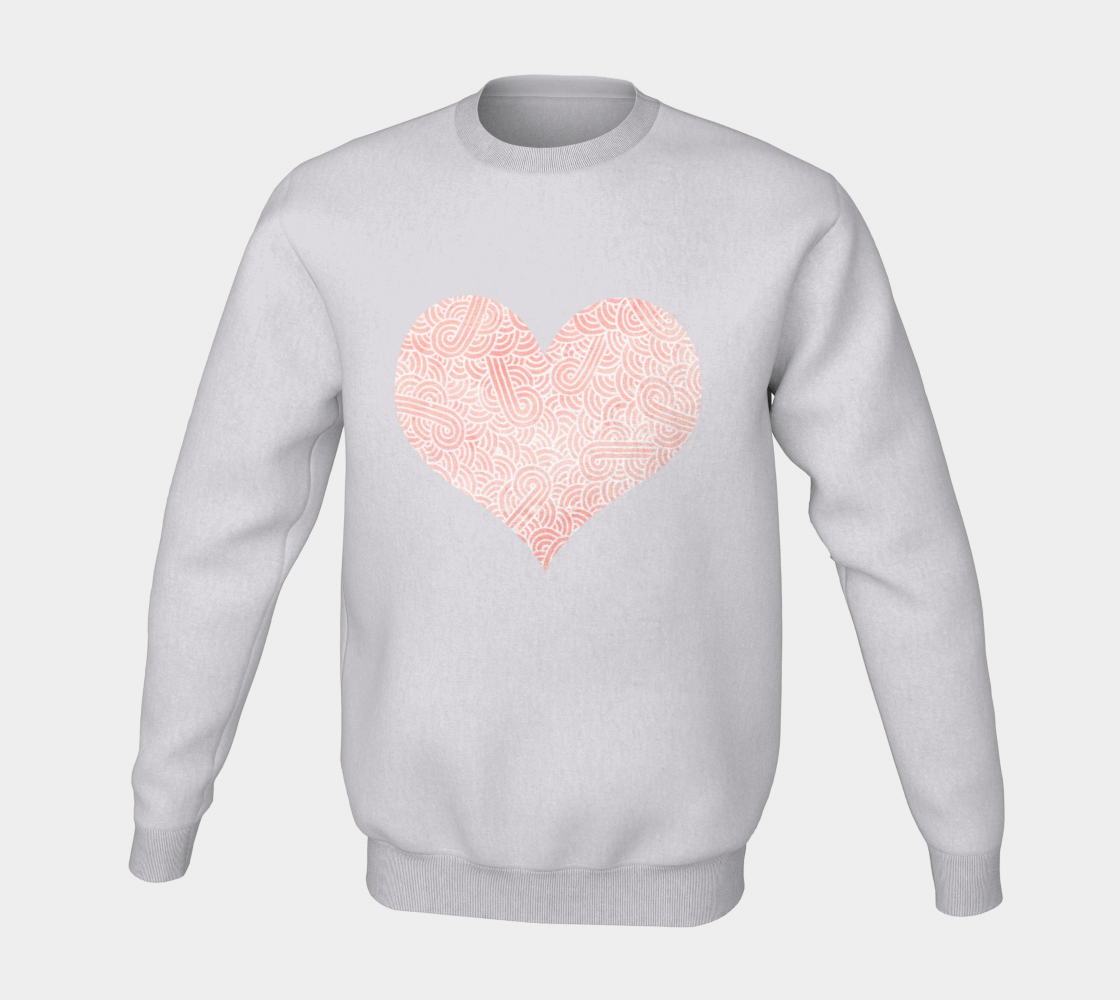 Rose quartz and white swirls doodles heart Crewneck Sweatshirt preview #5