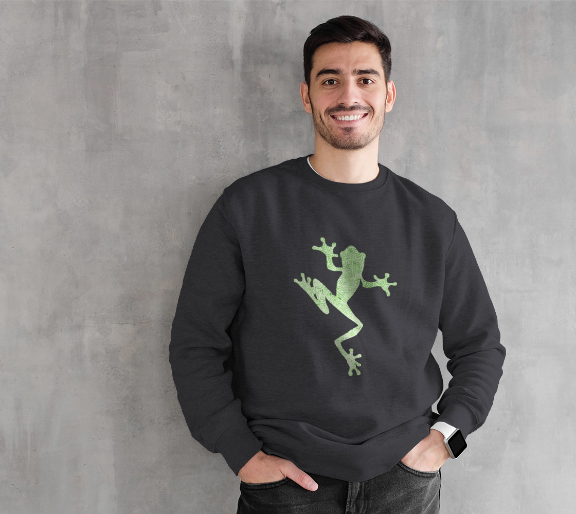 Greenery and white swirls doodles frog Crewneck Sweatshirt preview