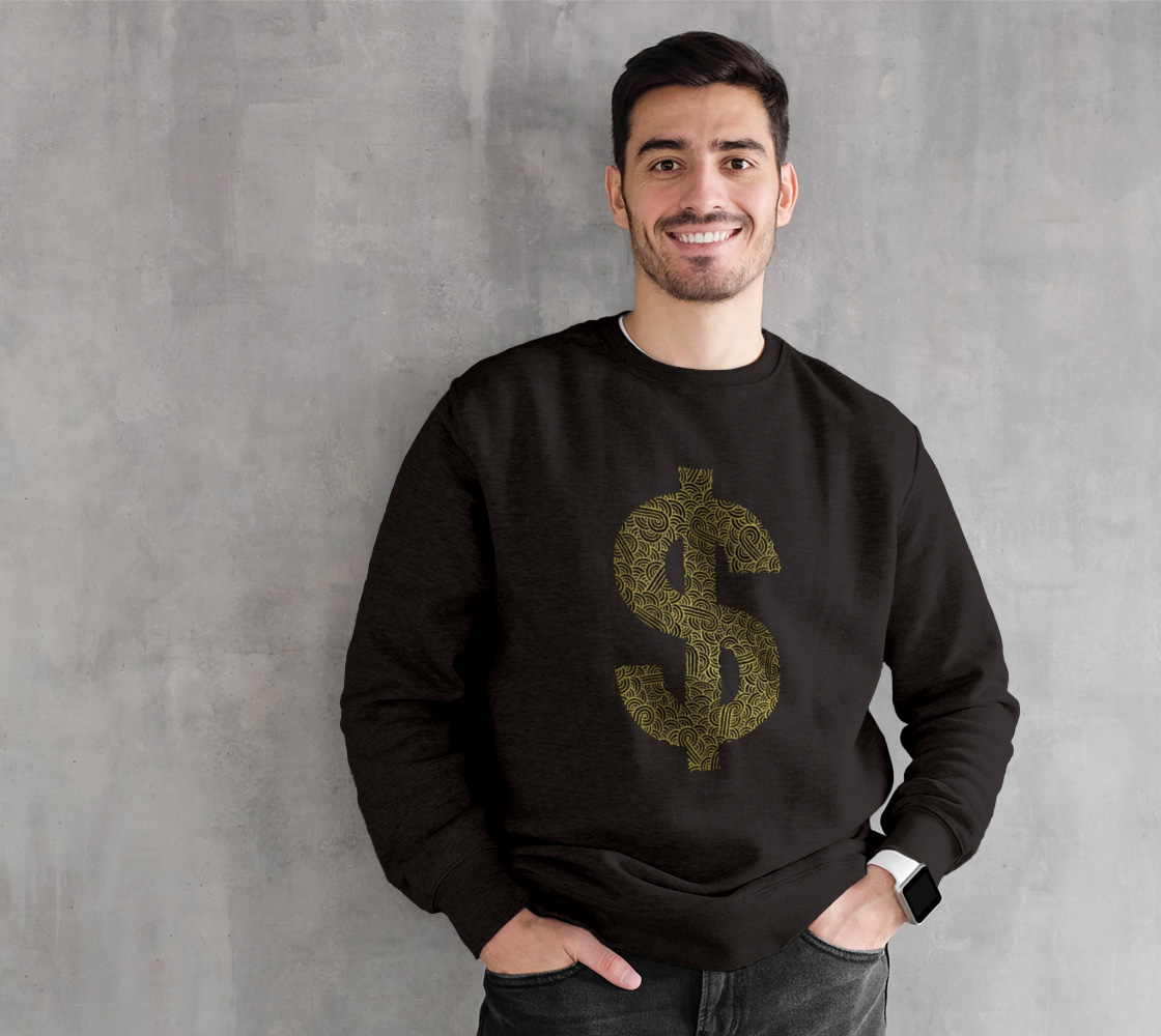 Faux gold and black swirls doodles dollar Crewneck Sweatshirt preview