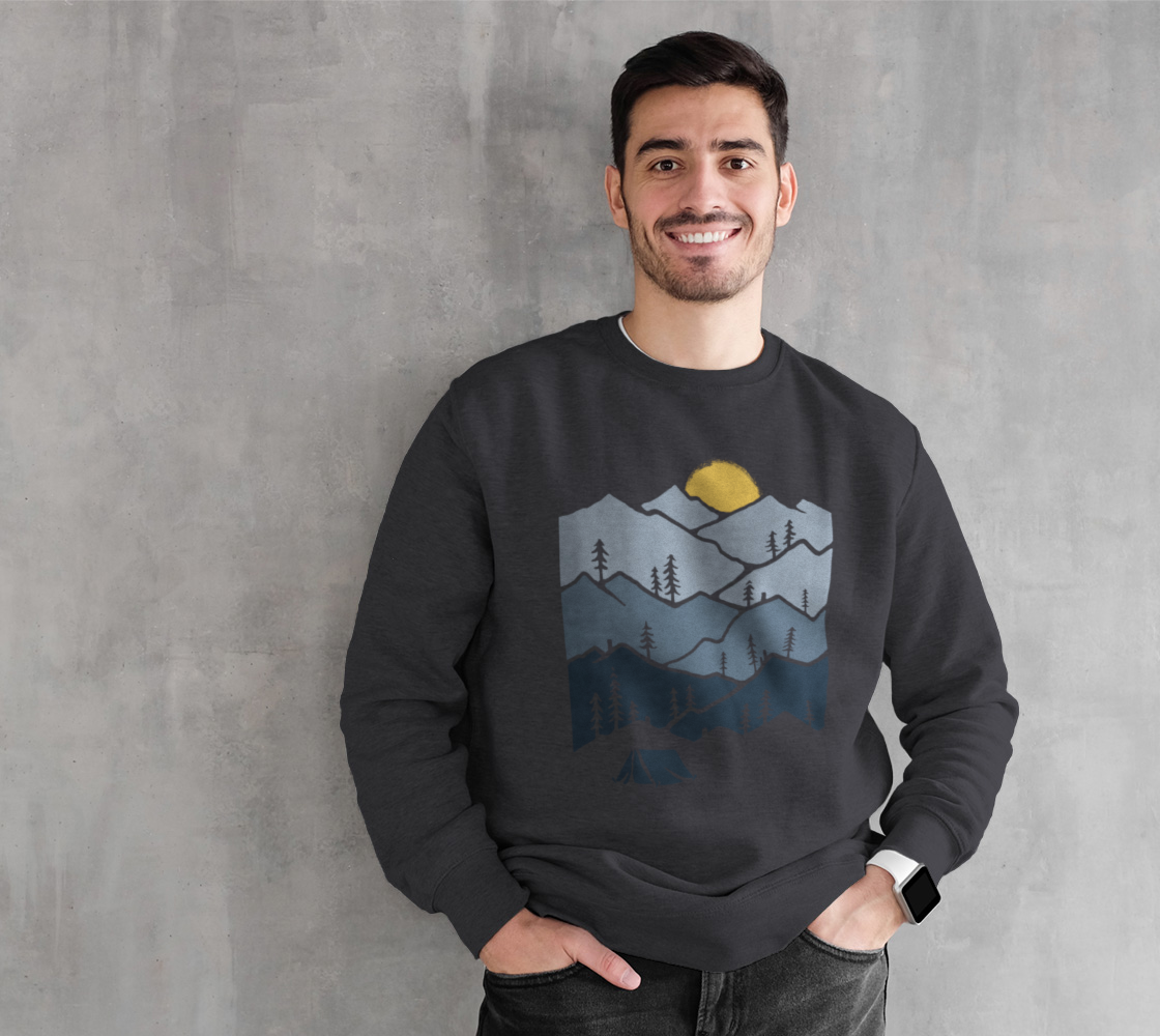 Tent Camping Mountain Forest Sunset Crewneck Sweatshirt preview