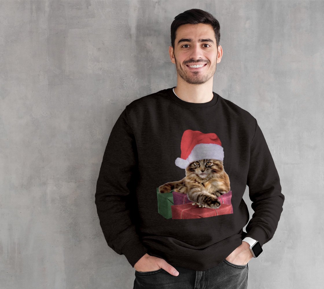 Aperçu de Maine Coon Cat Christmas Santa Crewneck Sweatshirt, AWSD  