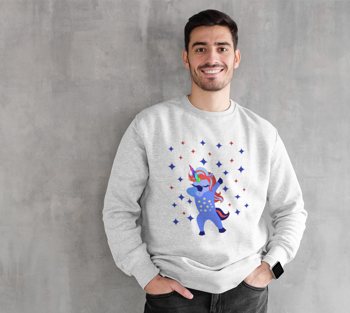 Aperçu de Dabbing American Unicorn with Stars Sweatshirt, AWSD