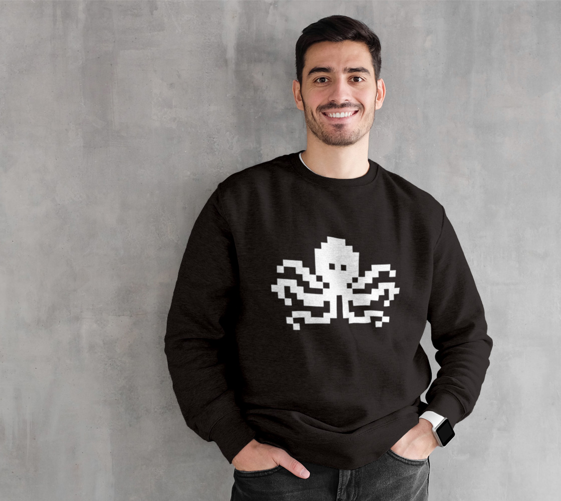Pixel Octopus - White on Black preview