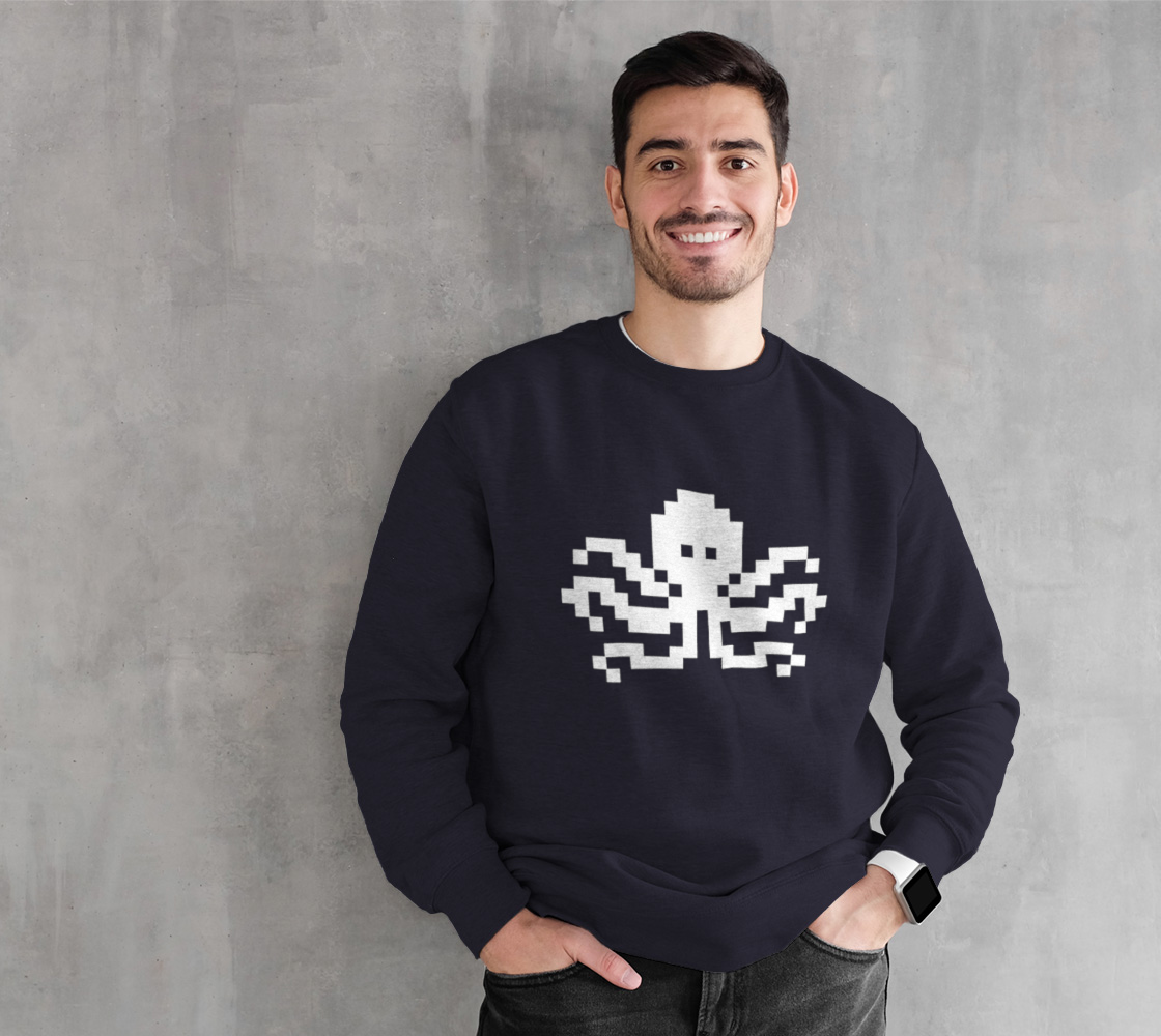 Pixel Octopus - White on Blue preview