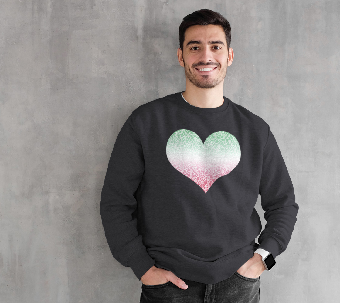 Aperçu de Ombré abrosexual colours swirls doodles heart Crewneck Sweatshirt