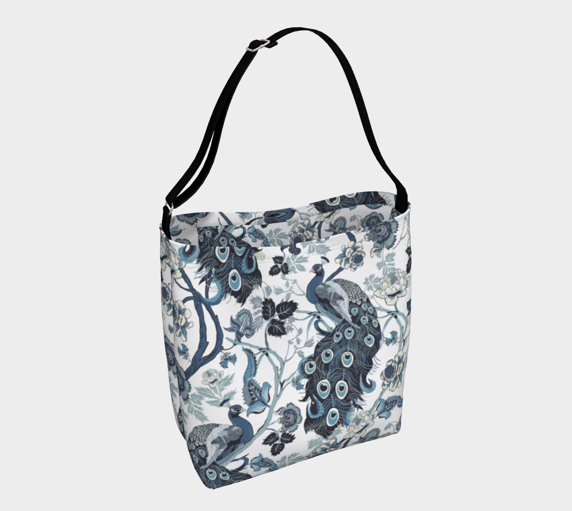 Chinoiserie Blue Peacocks soft tote 3D preview