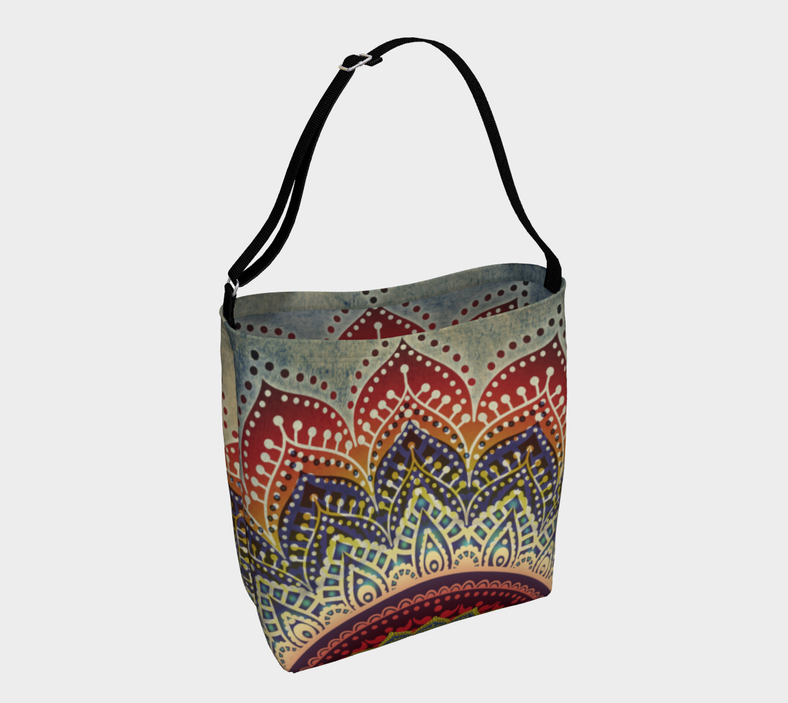 India Folk Art Lotus Mandala - Bohemian Blue Red preview