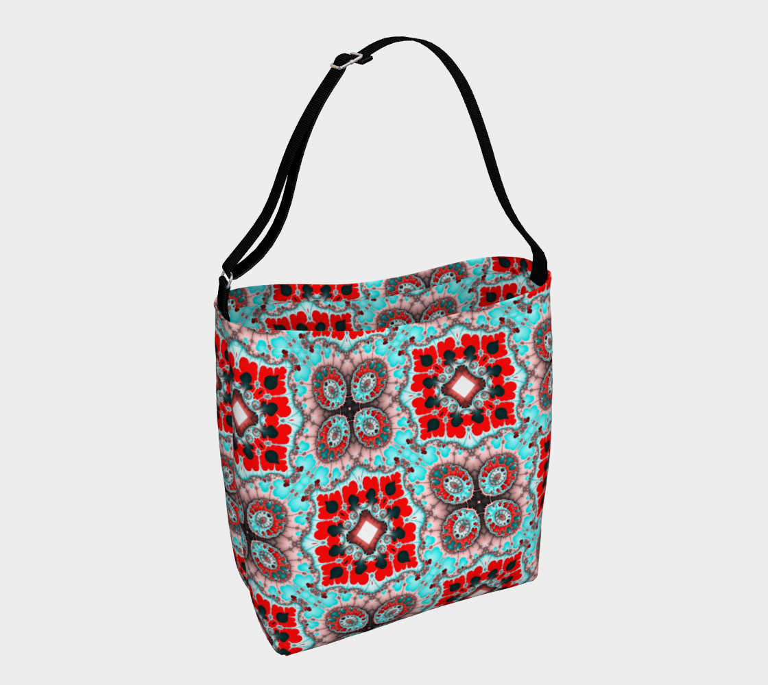 Aqua Red Square Pattern Day Tote preview