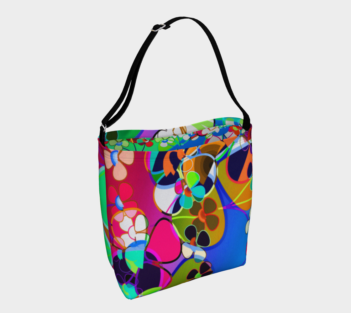 Aperçu de Abstract Colorful Flower Blue Background Art Day Tote, AWSD 
