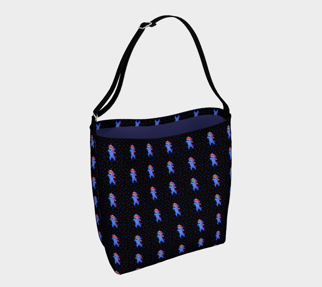 Aperçu de Dabbing American Unicorn Stars Pattern Black Day Tote, AWSD