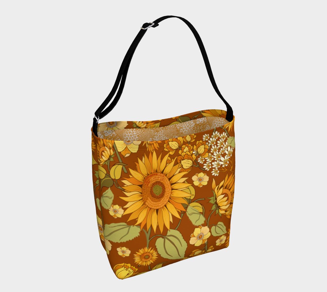 70s Sunflower Retro tote bag 3D preview