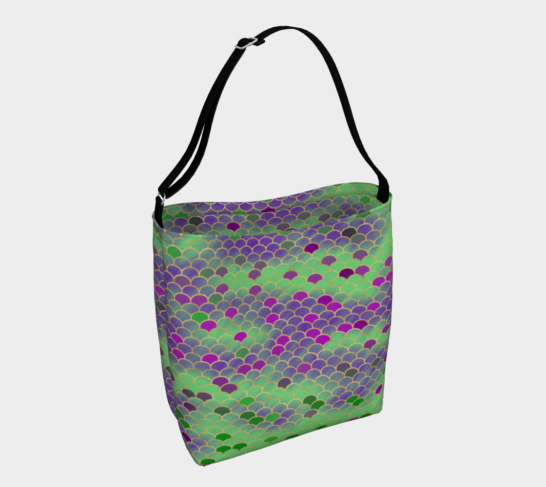 Green and Purple Mermaid Scales Day Tote preview