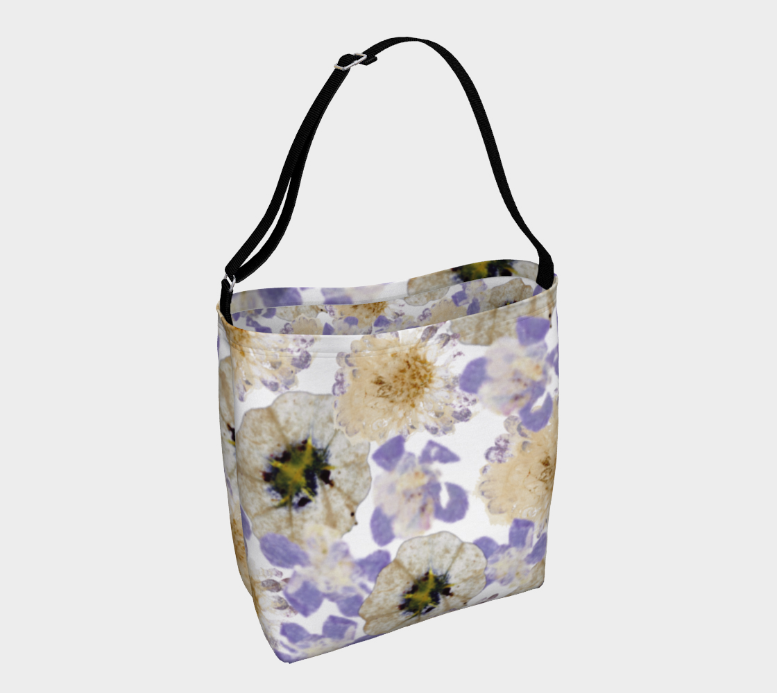 Aperçu de Day Tote * Abstract Floral Shopping Bag * Shoulder Cross Body Tote * Purple White Petunia Watercolor Impressions  Design
