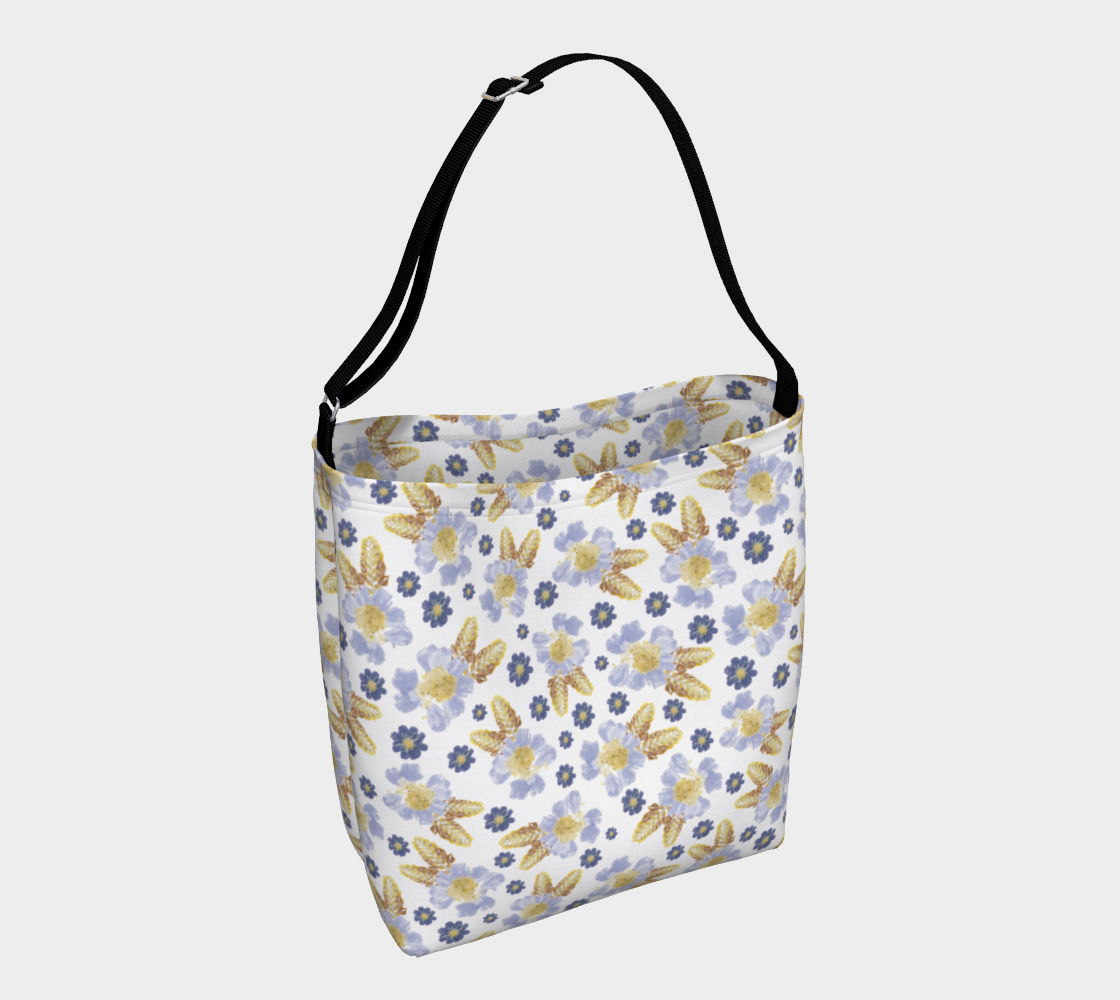 Aperçu de Day Tote * Abstract Floral Shopping Bag * Shoulder Cross Body Tote * Blue Cosmos Crocosmia Flowers Watercolor Impressions  Design