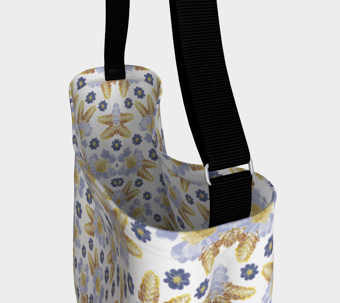 Aperçu de Day Tote * Abstract Floral Shopping Bag * Shoulder Cross Body Tote * Blue Cosmos Crocosmia Flowers Watercolor Impressions  Design #3