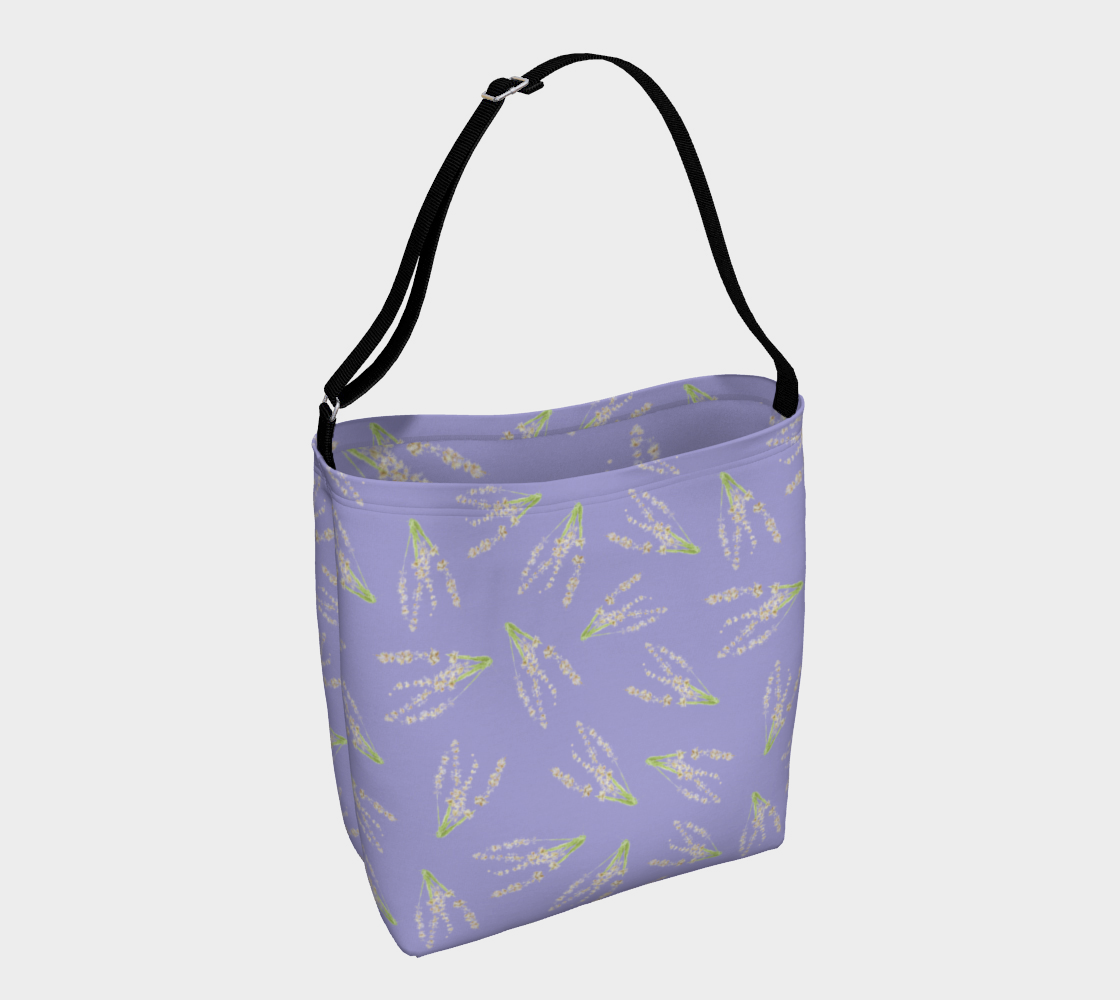Aperçu de Day Tote * Abstract Floral Shopping Bag * Shoulder Cross Body Tote * Pale Purple Lavender Flowers Watercolor Impressions  Design