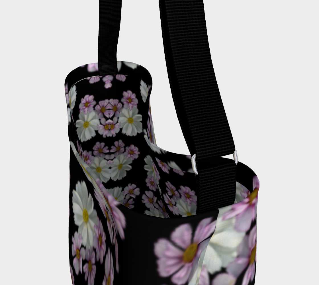 Aperçu de Day Tote * Abstract Floral Shopping Bag * Shoulder Cross Body Tote * Pink White Purple Cosmos Flowers #3