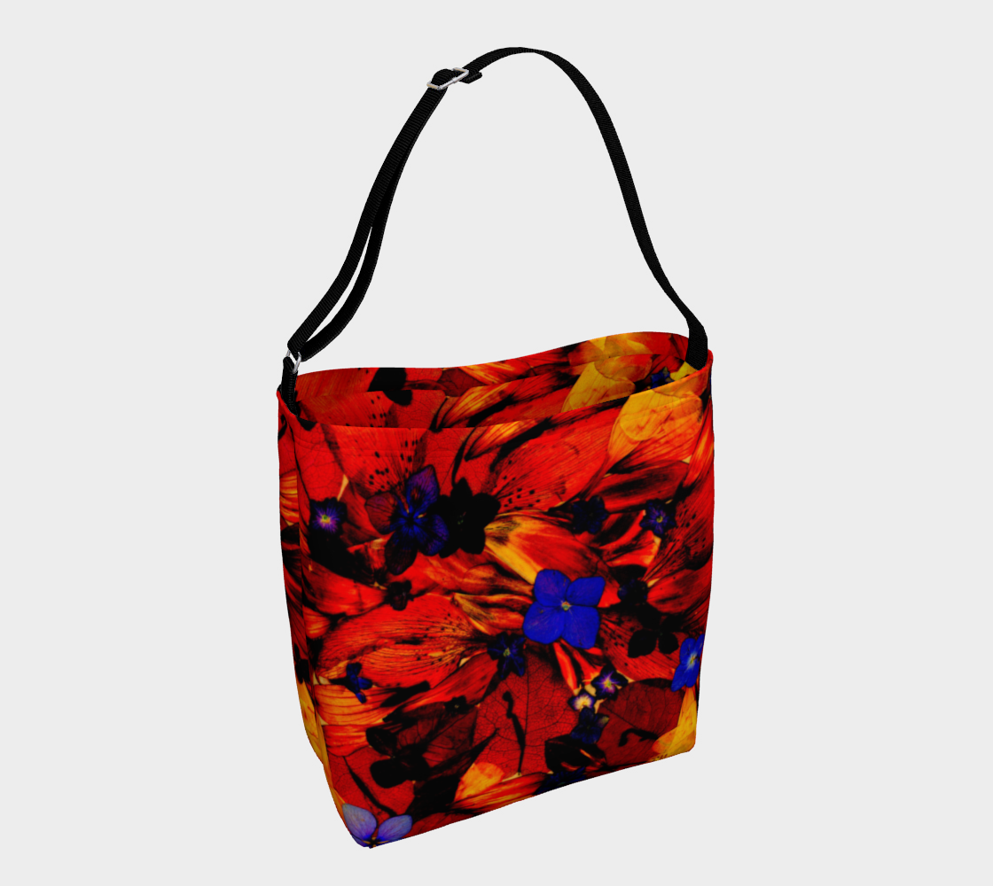 Aperçu de Day Tote * Abstract Floral Shopping Bag * Shoulder Cross Body Tote * Vibrant Red Purple Yellow Flowers * Chaos125