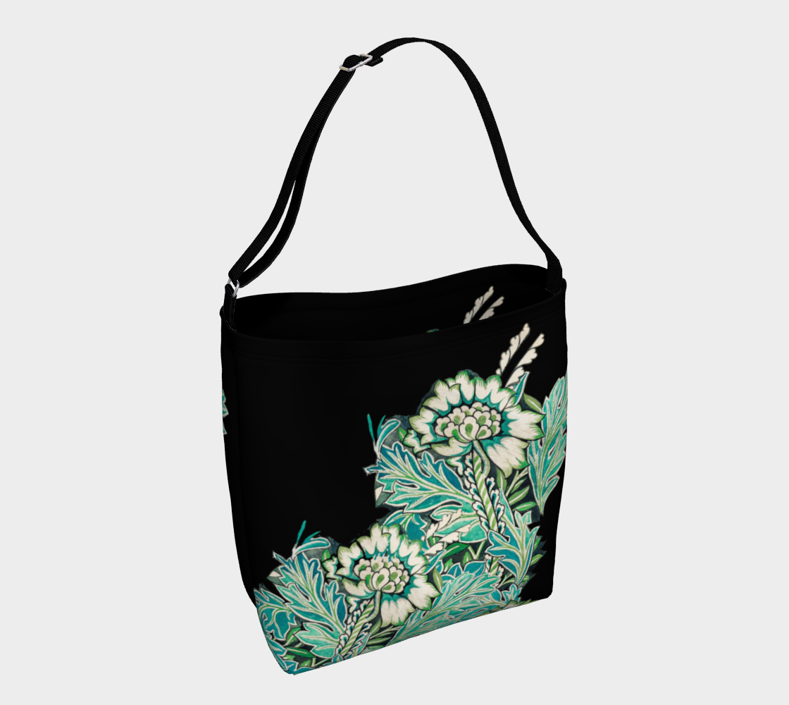 Art Nouveau Blue Flowers Stretchy Day Tote Gear Bag preview