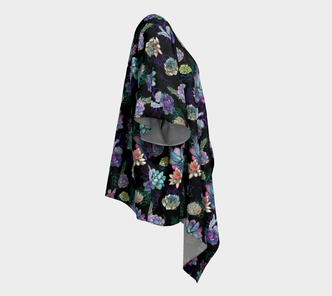 Desert Flowers On Black Draped Kimono preview #3