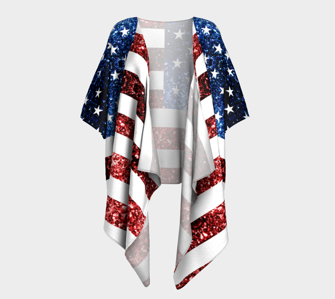 Aperçu de USA flag red blue sparkles glitters