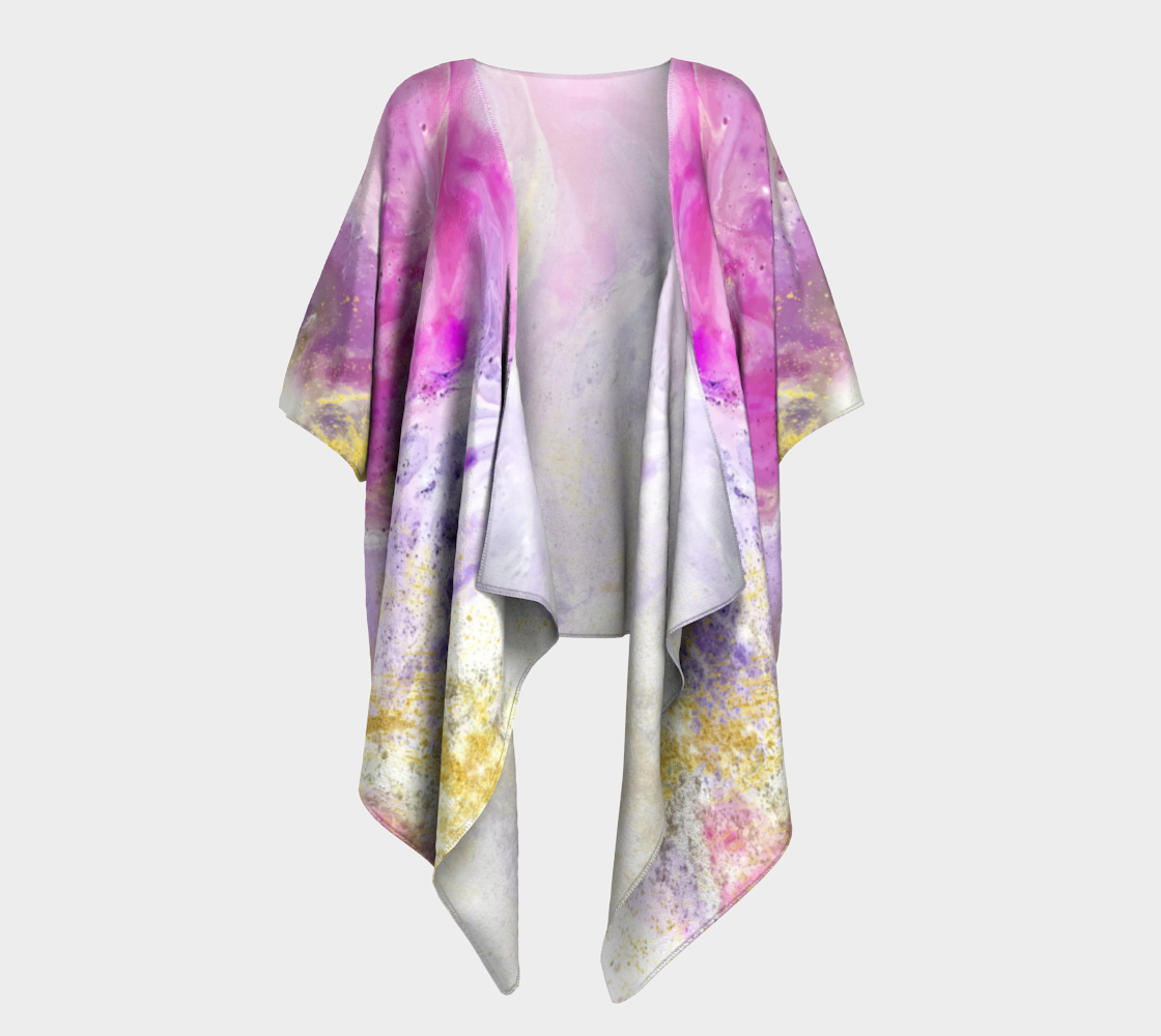 Fuchsia N Gold Watercolor Draped Kimono preview #1