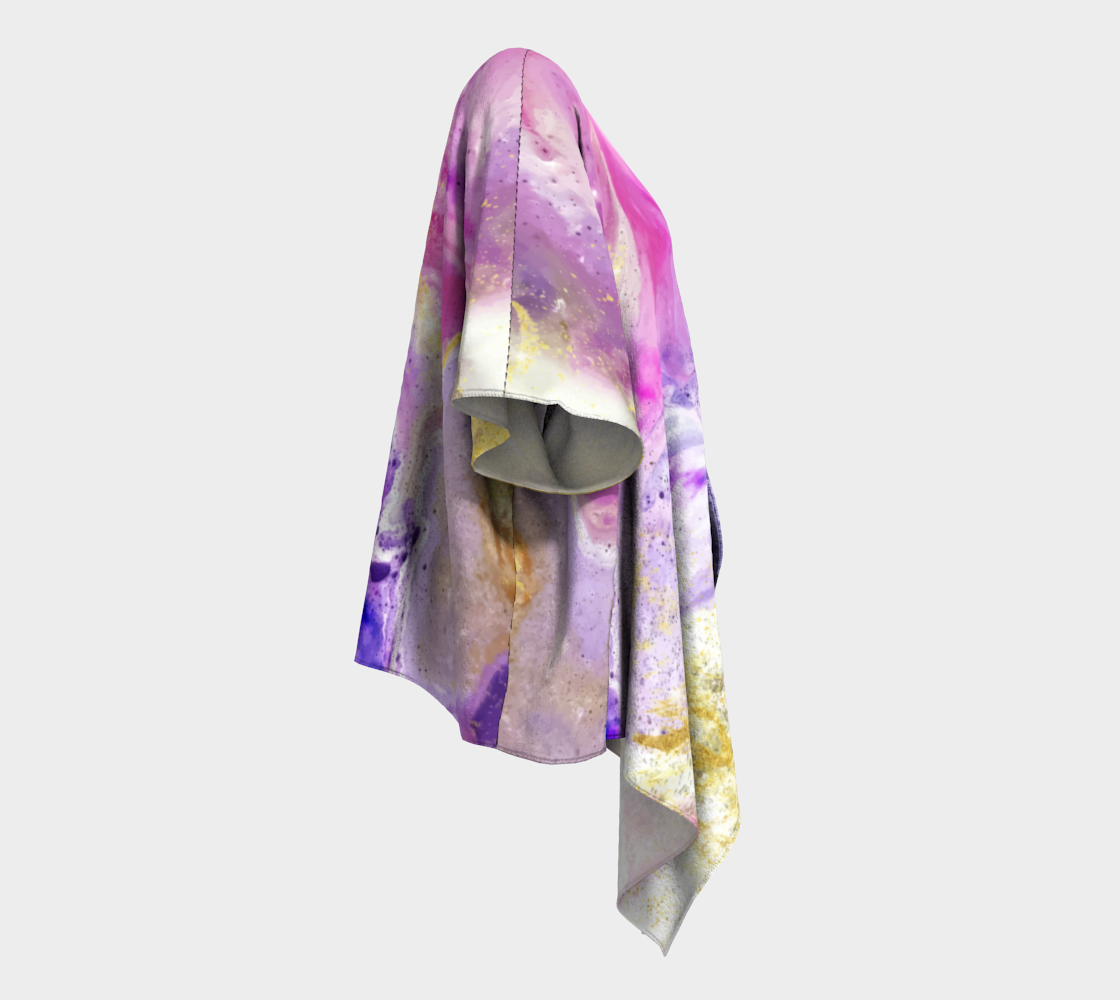 Fuchsia N Gold Watercolor Draped Kimono preview #3