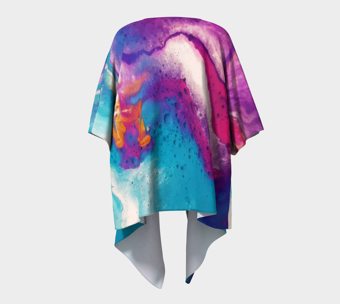 Violet N Cobalt Blue Watercolor Draped Kimono preview #4