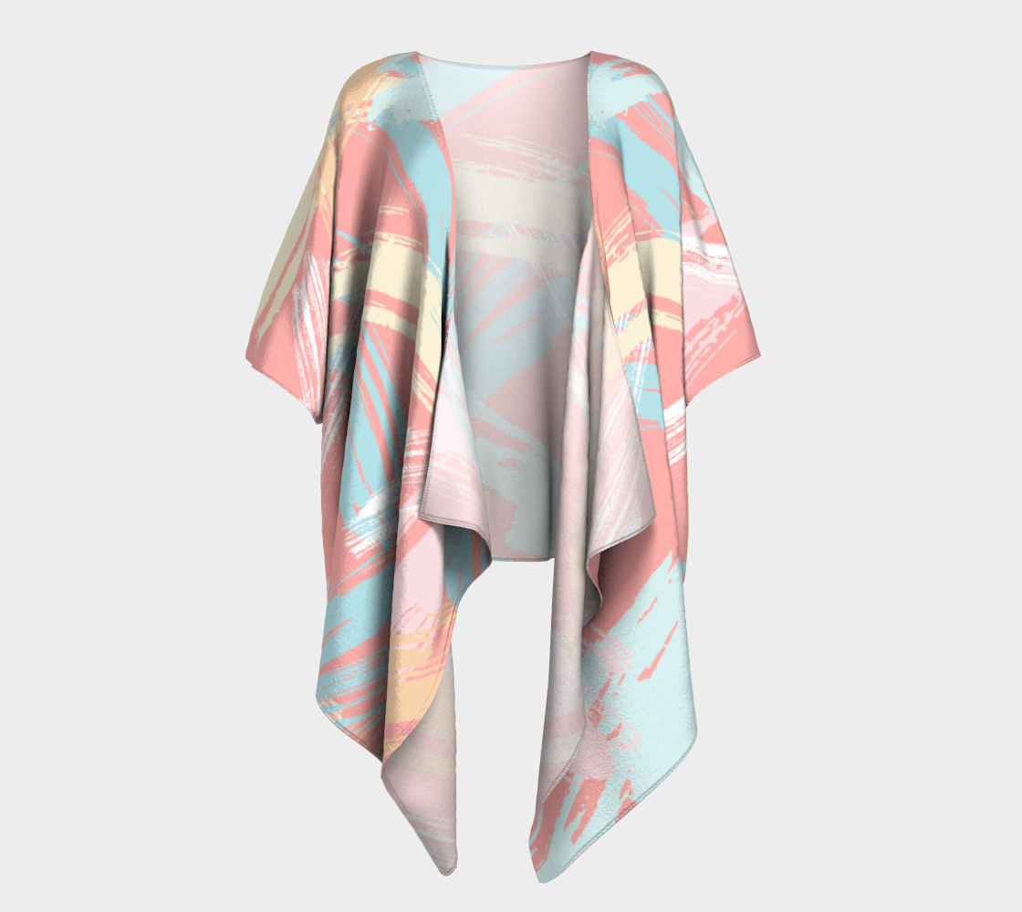 Pastel Abstract Brush Stroke Draped Kimono preview #1