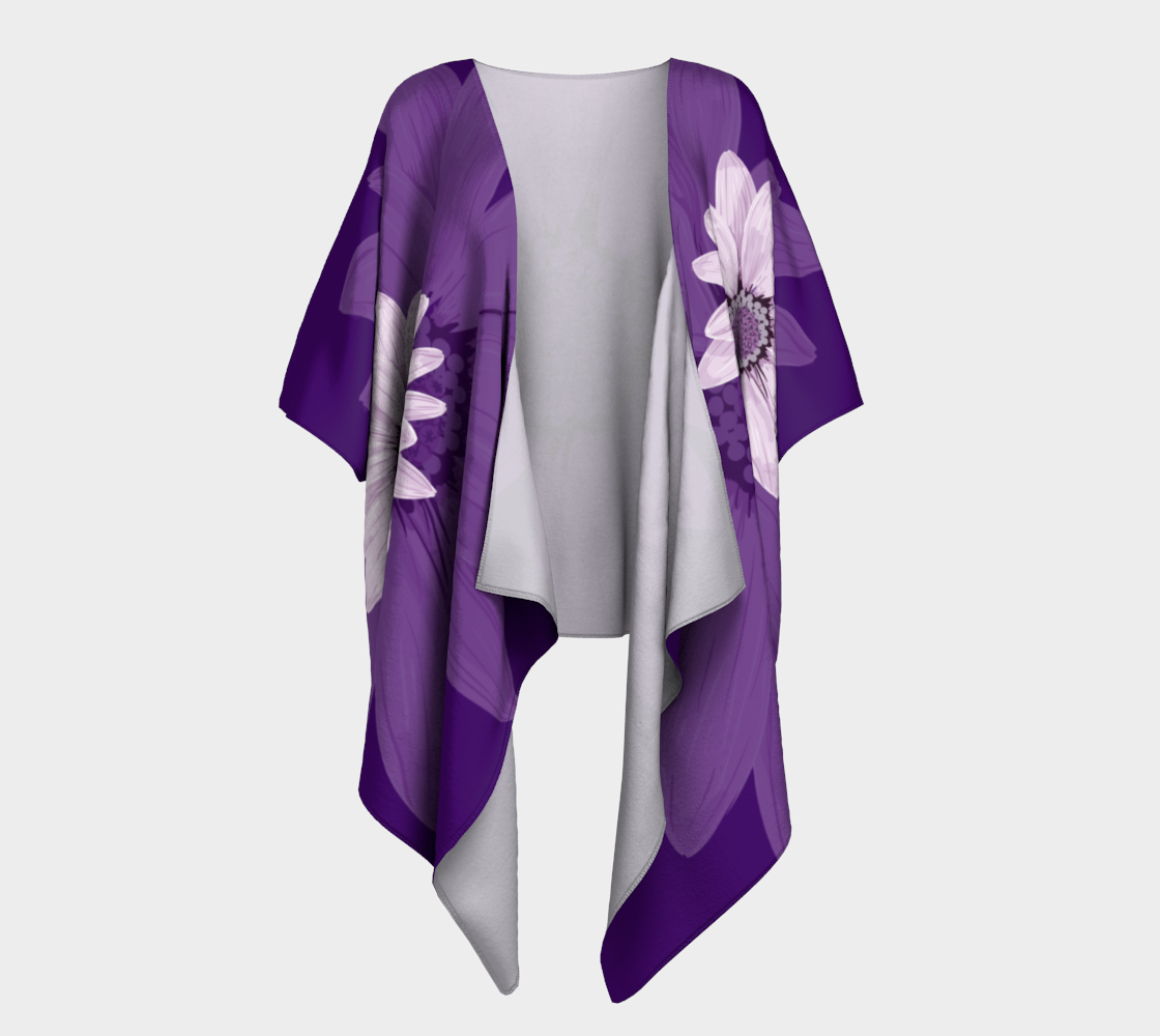 Purple Daisy Draped Kimono 3D preview