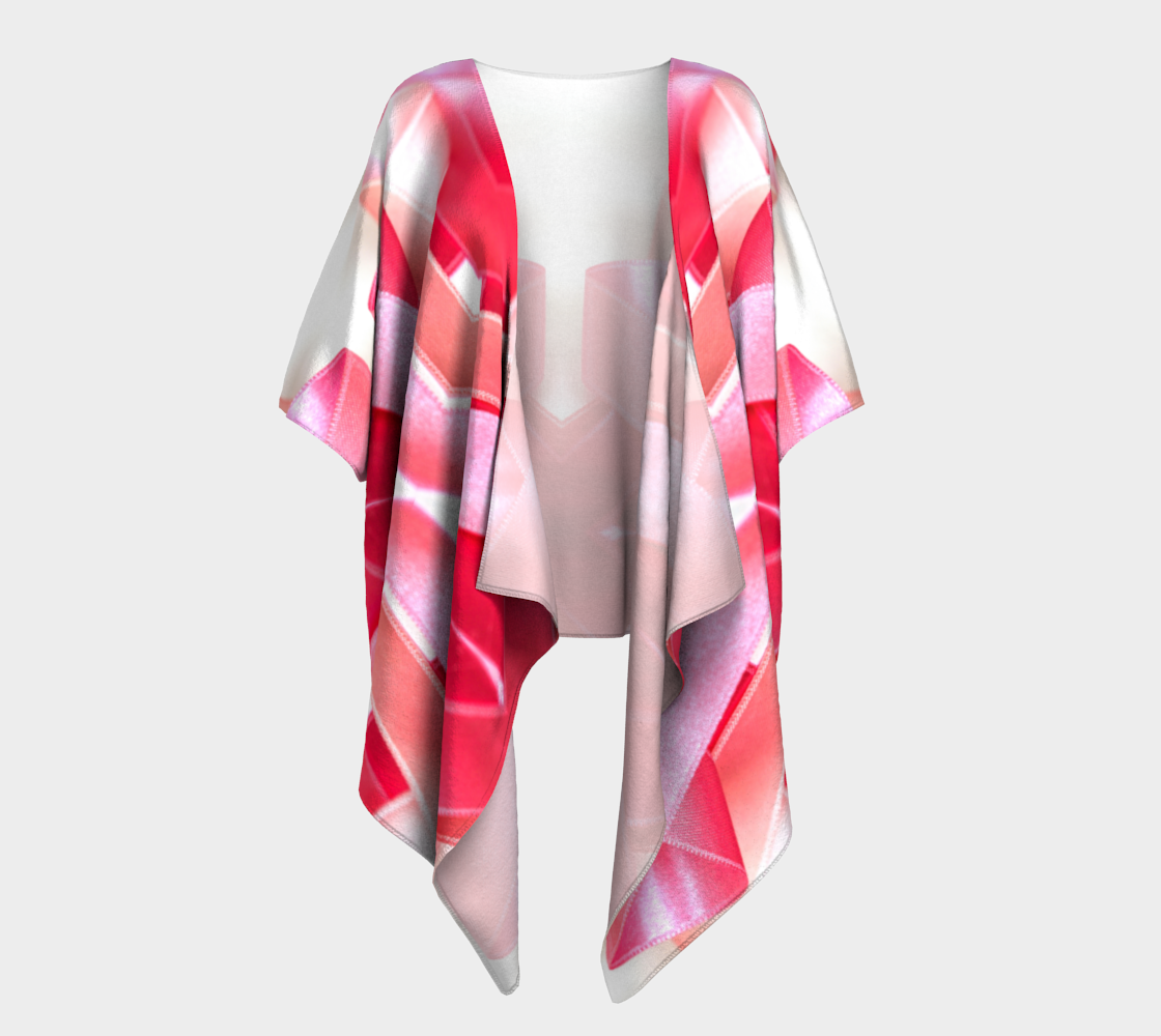 Aperçu de Breast Cancer Awareness Draped Kimono Shawl