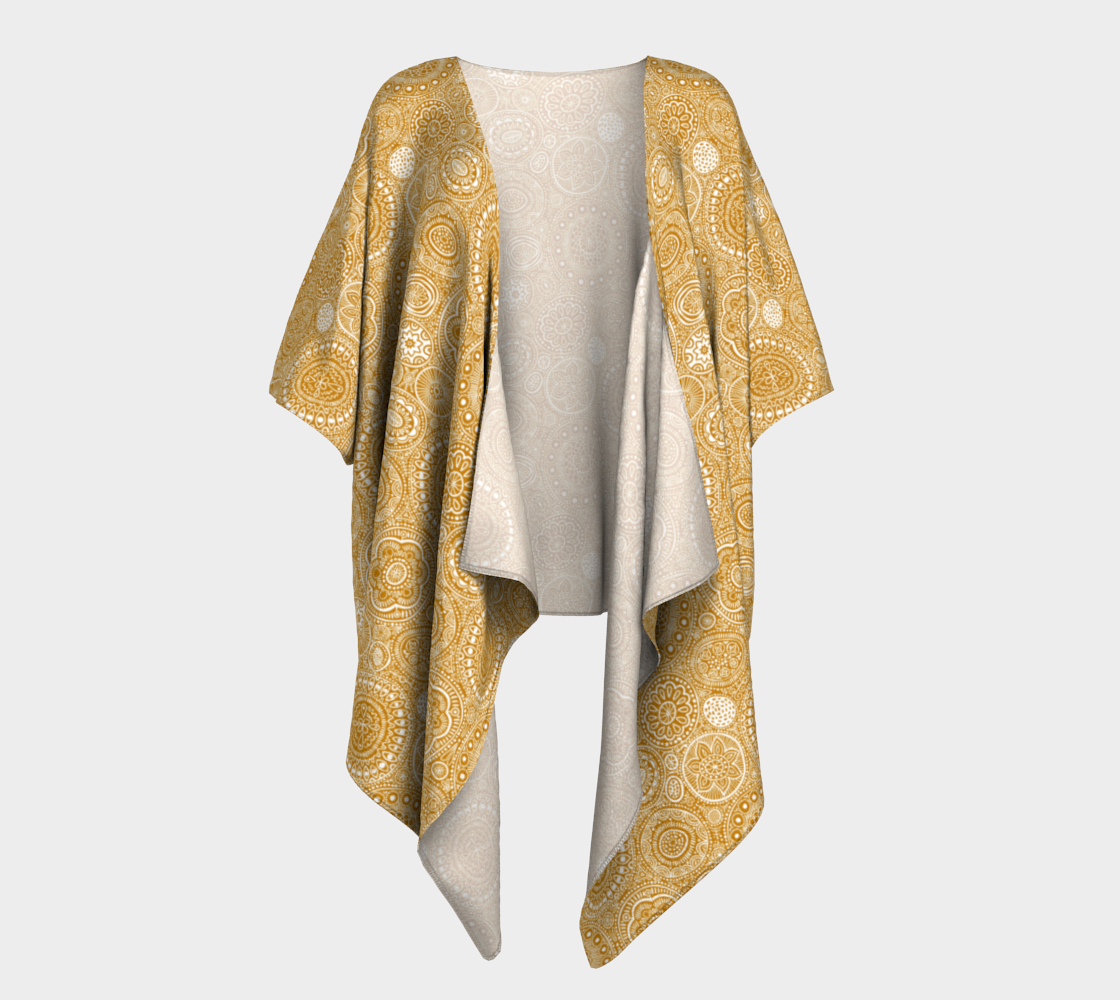 Golden Boho Mandalas Draped Kimono 3D preview