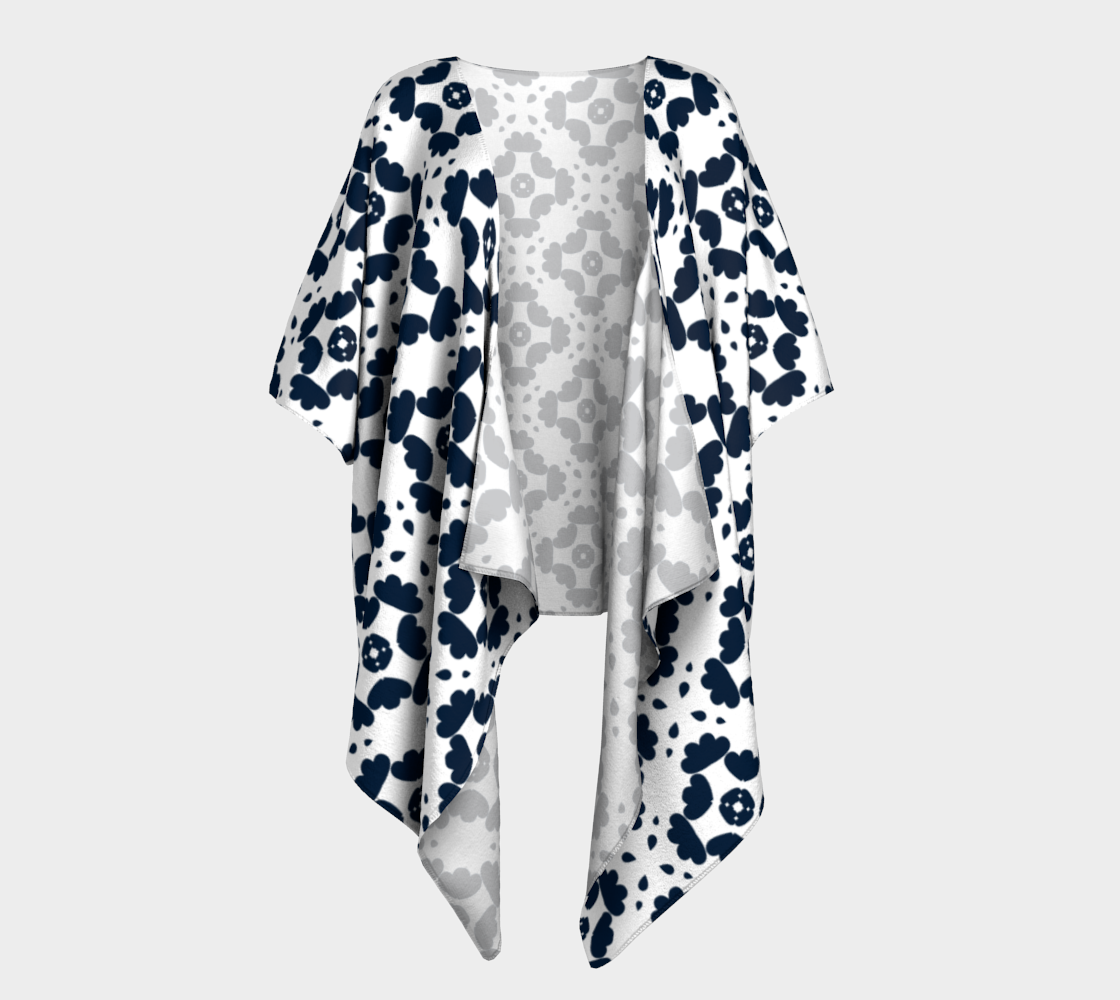 Aperçu de Kimono Drapé Abstrait Formes Bleu/Blanc