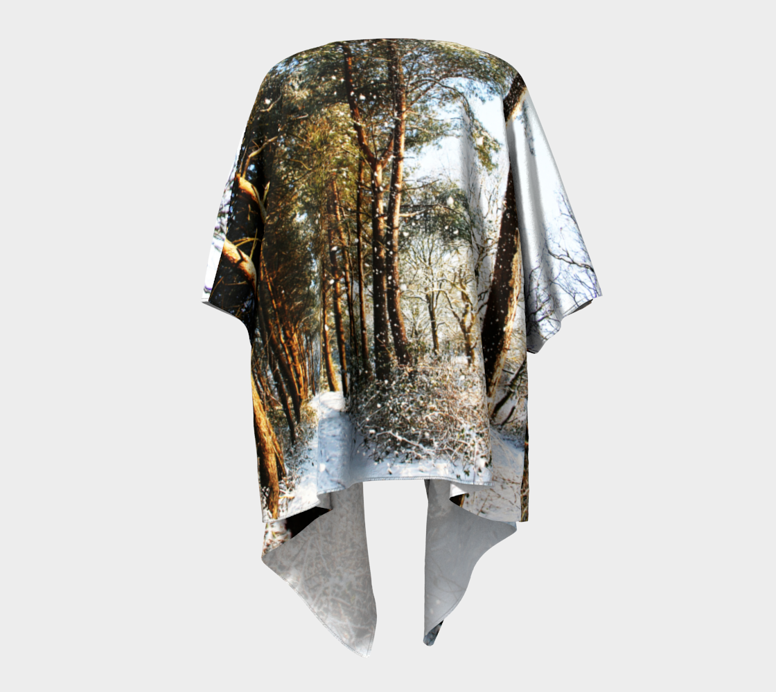 Forest Snow Scene Draped Kimono preview #4