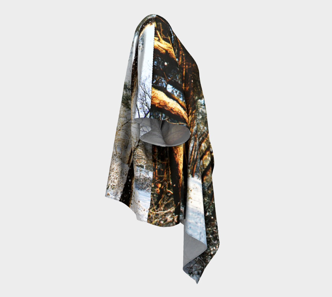 Forest Snow Scene Draped Kimono preview #3